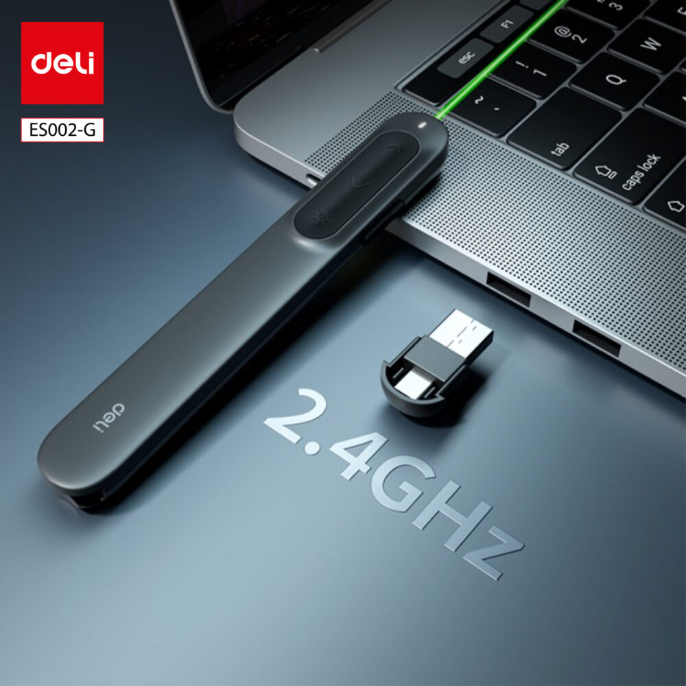 ديلي مؤشر ليزر - ضوء أخضر - C&USB-A - تحكم 100 متر - أبيض - ES002-G